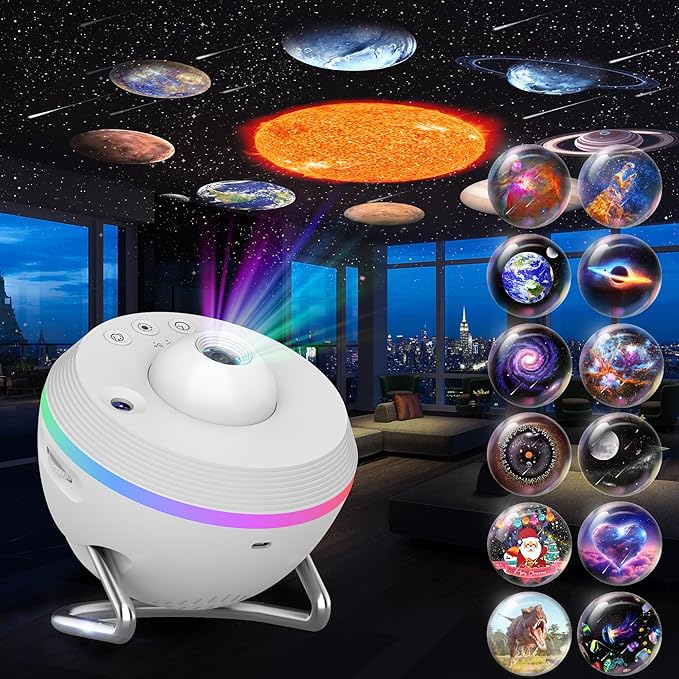 Galaxy Projector, 13 in 1 HD Planetarium Star Projector for Bedroom, Star Projector Light with Timer, Meteor & RGB Lighting Effects, Galaxy Light Projector for Kids & Adults