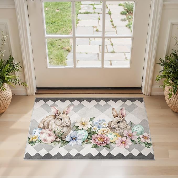 cotiled Area Rug for Living Room, Washable Non-Slip Large Area Rug, Indoor Floor Carpet Low Pile Soft Boho Farmhouse Rug for Bedroom Dining Room Grey 2x3