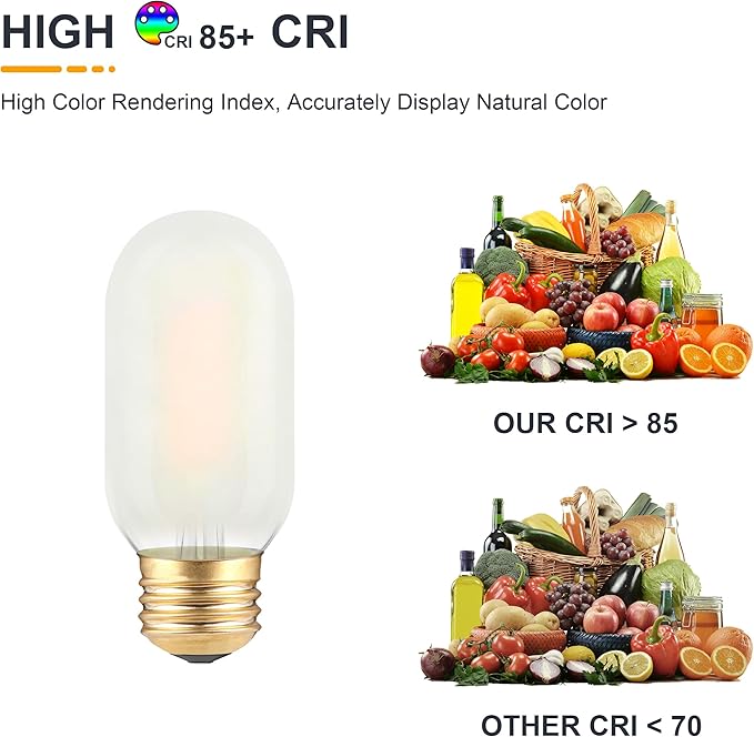 Frosted T45 LED Bulb- Vintage E26 Base Edison Light Bulbs 40 Watt Equivalent- Dimmable Decorative Antique T14 Filament Tubular Bulbs- 4W 2700K Soft Warm White- 3 Count