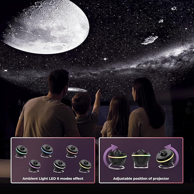 4K Home Planetarium Galaxy Projector for Bedroom - Nightlight for Kids Room– Star Lights for Bedroom - Meteor Effect Ceiling Lights Projector with 7 Thematic Nebula - Gift for Kids Adult