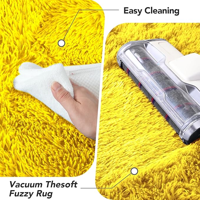 Yellow Fluffy Area Rug for Bedroom: Soft Plush Rugs for Kids Room - Non-Slip Carpet for Girls Bedroom Home Decor Aesthetic(4x6 Feet)