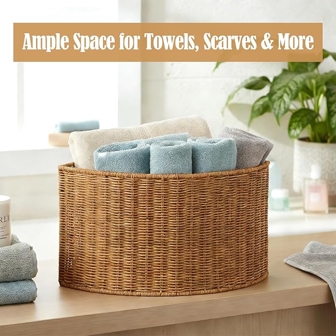 Corner Storage Basket Triangle Storage Box Lightweight with Handle Space Saving Accessory Organizer for Bathroom Magazines , L