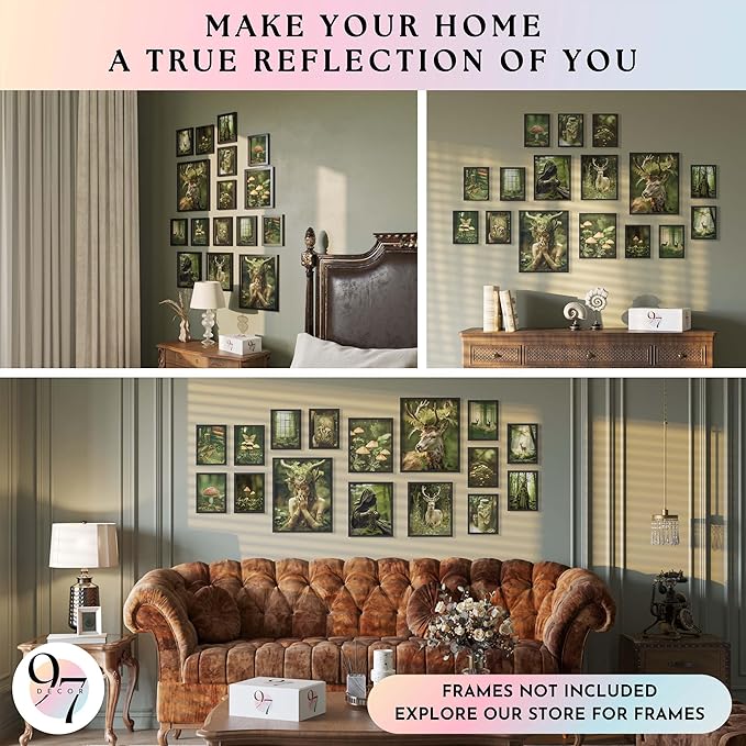 97 Decor Large 11x14 Nature Goblincore Decor - Large Fantasy Wall Art Prints, Magical Forest Posters For Room Aesthetic, Fairycore Pictures Cottage Core Wall Art Therian Prints For Bedroom (Unframed)