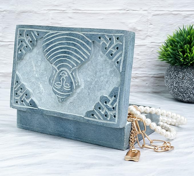 Crocon Handmade Jewelry Box – Royal Style Decorative Organizer for Jewelry & Makeup, Elegant Trinket Box, Table Decor, Gift for Mother & Precious Keepsakes, Buddha Design - 6x4x1.7 Inch