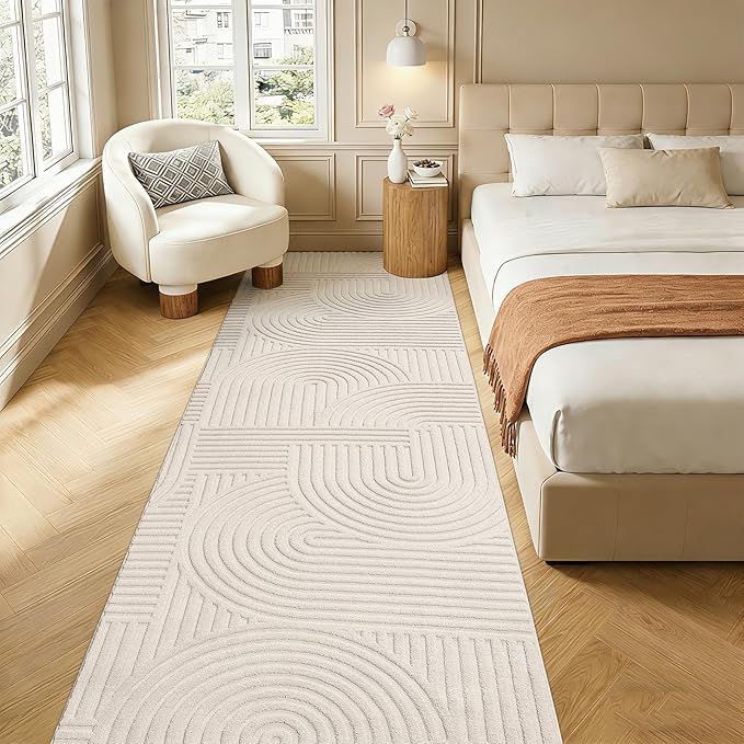 Pauwer 3x12 Washable Area Rugs for Living Room Modern Beige Solid Color Soft Fluffy Rugs for Bedroom Non Slip Boho Accent Indoor Mat Floor Carpet Cover for Kids Dining Room Kitchen Office