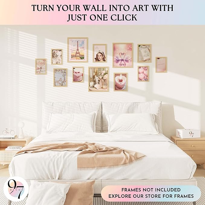 97 Decor Pink Coquette Room Decor Aesthetic - Vintage Coquette Wall Decor, Cute Coquette Posters For Girls Dorm Decorations, Girly Wall Art Prints Pink Pictures For Bedroom (8x10 Unframed)