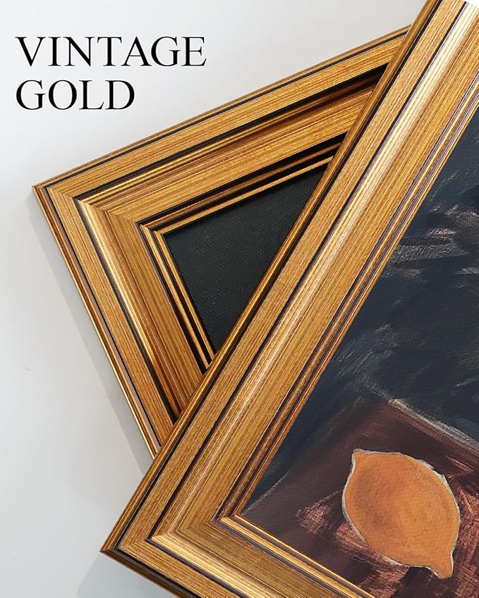 VIYYIEA Vintage Gold Framed Wall Art for Living Room, Oyster Canvas Prints Home Decor, Oil Painting Picture, Bedroom Wall Decor Gifts for Friends or Family -【Oyster】-(16L x 12W)