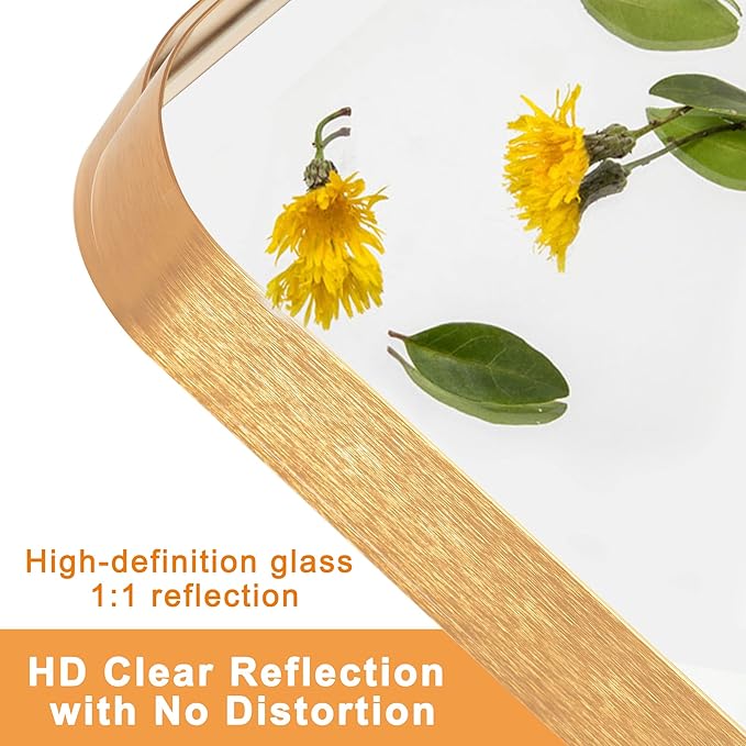 NeuType Full Length Mirror, 63"x20" Floor Mirror Full Body Dressing Mirror Round Corner, Hanging or Leaning Against Wall Large Rectangle Wall Mounted Deep Set Aluminum Alloy Frame for Bedroom, Gold