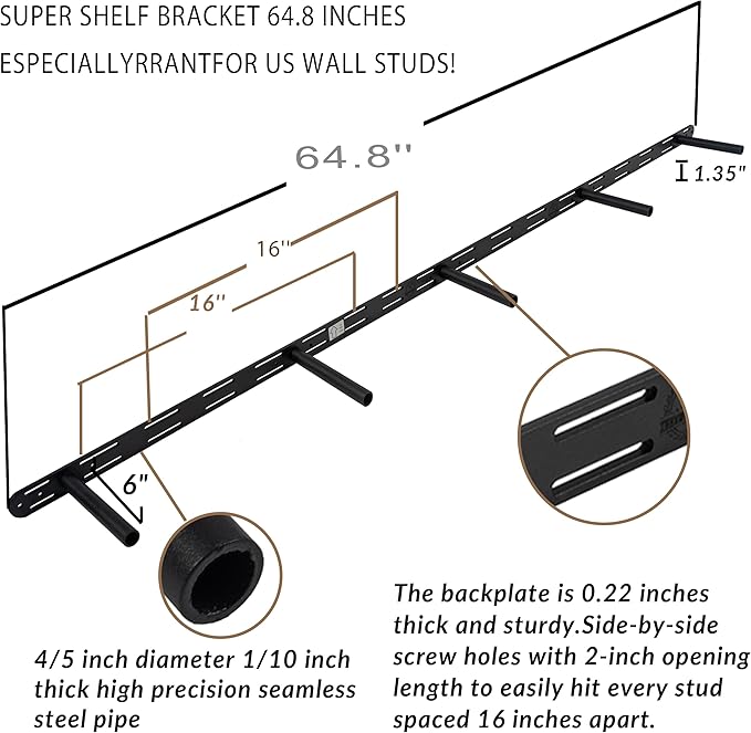 Floating Shelves 72 inch Long 8 "deep Set of 2, Heavy Duty Wood Wall Mounted Shelves for Bathroom Living Room Kitchen,Book Shelves with Thickened Hidden Bracket- White
