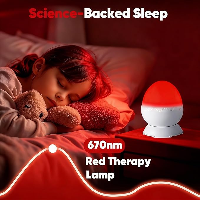 Red Night Light, Light Therapy Lamp, 2-in-1 Sensory Lights for Autism, 670nm Red Light for Sleep, Sensory Room Must-Have, Light Projector for Kids, Adults, Birthdays - 7 Color Modes with Remote(White)