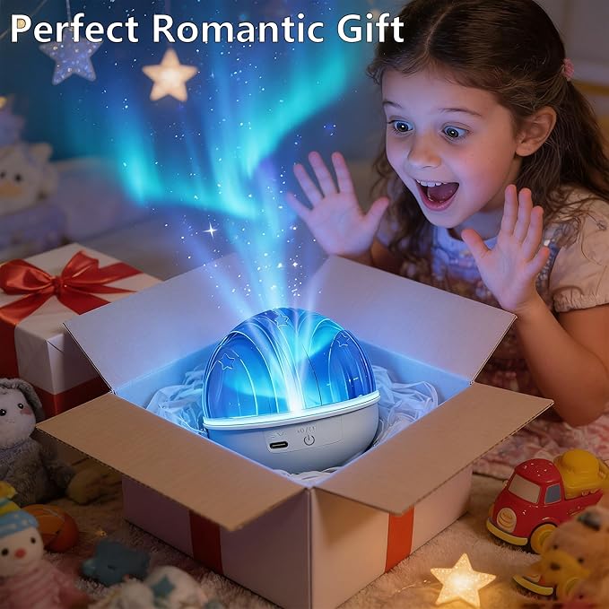 Rechargeable Northern Lights Projector, 16 Color Remote Aurora Galaxy Projector for Kids Teen Girl Gift, Rotating Dimmable Ocean Shower Lamp Mood Lighting for Room Bedroom Bathroom
