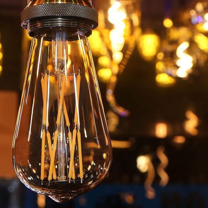 Leools Dimmable Edison LED Bulb 10W,Equivalent 100Watt, Antique Style ST64 LED Filament Bulbs,Neutral White 4000K, 1200LM, E26 Base Lamp for Restaurant,Home,Reading Room, 4 Pack.