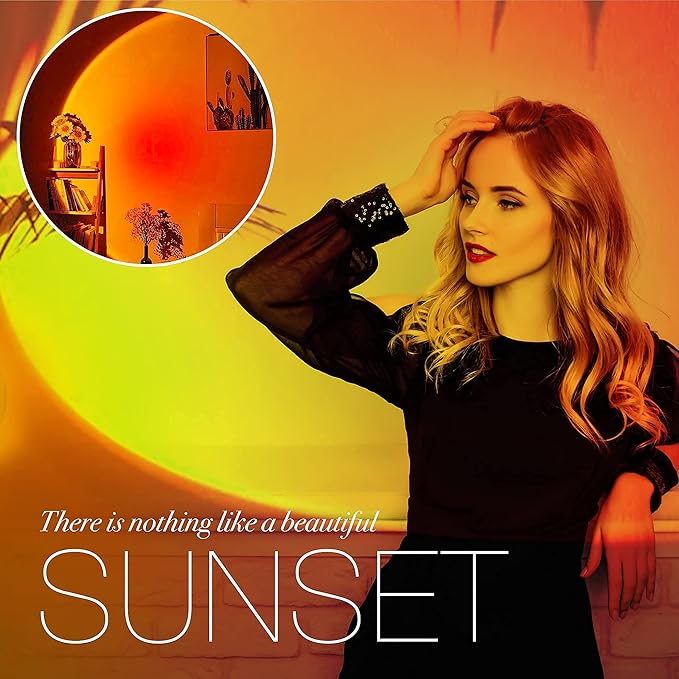 Sunset Lamp Projector, High Speed 180 Degree LED Sunset Light Projection Lamp, Romantic LED Night Light for Photography Selfie Party Living Room Bedroom Decor(Sunset) (Orange)