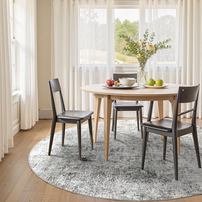 RELEANY Washable Area Rugs 8ft Non-Slip Modern Abstract Soft for Living Room Entryway Bedroom Nursery, Print Pattern, Gray White Grey