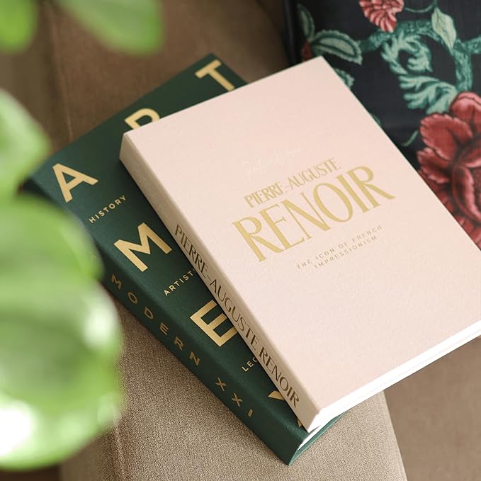 Decorative Books for Home Decor – Green & Pink Linen Faux Books Decoration: Aesthetic Fake for Book Shelf, Living Room, Mantle, Entryway & Coffee Table Decor – Stack Faux Book Storage Box, Set of 2