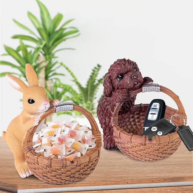 Dog Candy dish Candy bowl, key bowl for entryway table,Funny Dog Dish Key Holder Bowl,Statues for Office Desk Home Decor Entryway Table Decor Storage Basket (Teddy)