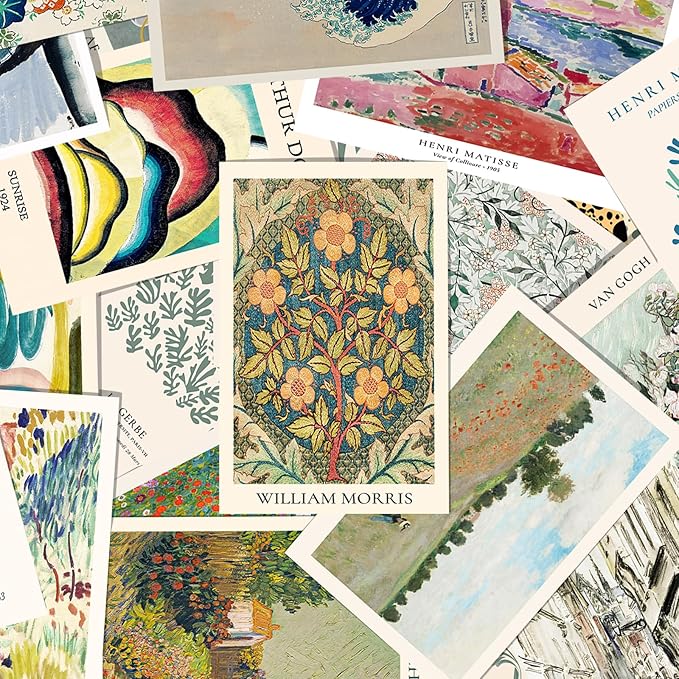 KBKBART Eclectic Wall Decor, 50Pcs Eclectic Wall Art Prints, Colorful Maximalist Decor Boho Gallery Wall Collage Kit, Vintage Famous Artists Painting Pictures Aesthetic Poster for Funky Room Decor, Home Decor for Bedroom Dorm