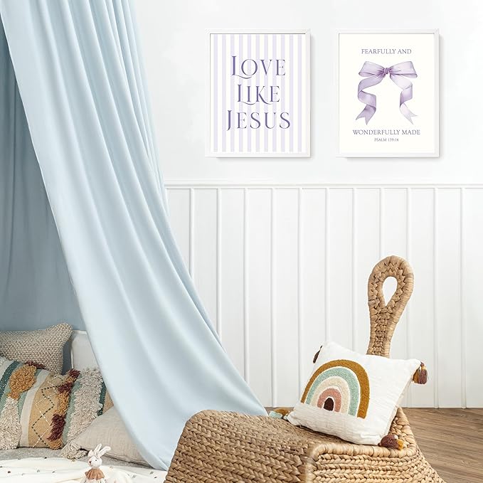 LARTSFRO Coquette Purple Bow Jesus Wall Art Decor Posters, Purple Bow Christian Room Bedroom Bathroom Dorm Wall Art Decor Aesthetic for Teen Girls Gifts, Inspirational Bible Verses Bow Wall Decor, 10x8 Inch Set of 4 Bow Pictures (UNFRAMED)