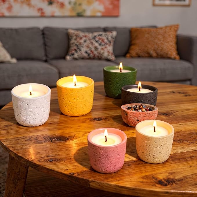 Viyffo 6 Pack Scented Candles, 2oz Mini Candles for Home Scented, Small Colorful Non Toxic Soy Candle Set with 6 Different Aromas, Luxury Home Fragrance & Cute Ceramic Spring Décor Gifts for Women