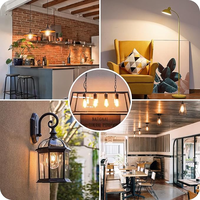 12-Pack Vintage LED Edison Bulbs 100W Equivalent 1400LM High Brightness 8W ST58 LED Filament Light Bulbs 3000K Warm White E26 Medium Base CRI90+ Antique Clear Glass for Home Dinning Room, Non-dimmable