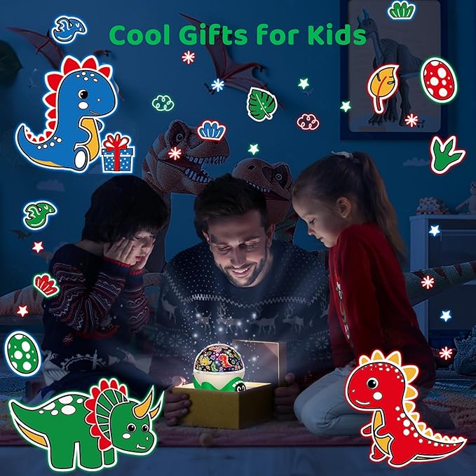 MOKOQI Dinosaur Night Light Projector for Kid Room | Dinosaur Toys for Kids 3-5 | Baby Light Projector with Music Timer and Remote Control Birthday Gifts for Boys