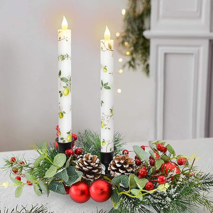 MELTONE Lemon Flameless Taper Candles with Remote and Timer Flickering Flame Battery Operated Taper Candles for Home Bedroom Wedding Party Fall Christmas Summer Valentine's Day Decor 9.6"
