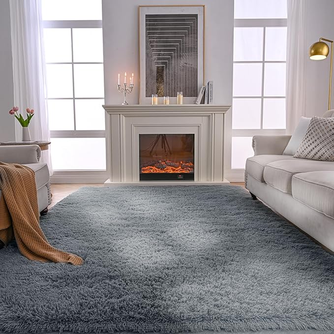 Fluffyrug 7x10 Area Rug for Living Room: Grey Shag Area Rug 7 X 10 Carpet for Living Room 7x10 Modern Indoor Soft Shaggy Fuzzy Floor Carpet for Bedroom