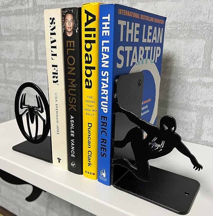 Superhero Decorative Metal Bookends,Metal Bookends, Non Skid Book Ends, Book Stopper for Home/Office Decor/Shelves, 7 X 5.5 X 4 inch per Piece