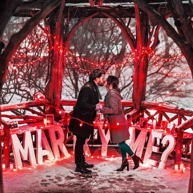 JMEXSUSS 500 LED Red Valentine Lights Indoor Outdoor, 163 FT Clear Wire Red Lights Plug in, 8 Modes Christmas String Light Outdoor Waterproof for Xmas Tree Bedroom Room Halloween