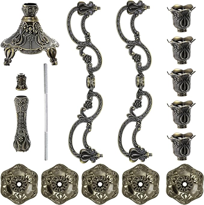 Peohud 5-Candle Metal Candelabra, 10 Inch Tall 5 Arms Candle Holder Stick for Taper Candles, Vintage Candelabra Candle Stand for Home Decor, Event, Wedding, Party