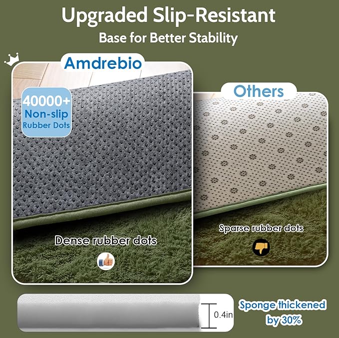 Amdrebio Olive Green Fluffy Area Rugs for Bedroom Living Room, 5x7 Shaggy Modern Cool Rugs for Girls Boys Kids Room Decor, Soft Plush Fuzzy Furry Carpet for Classroom Nursery Dorm Playroom Apartment