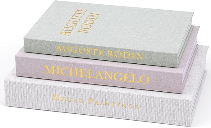 XKDOUS 3 Pack Linen Decorative Books for Home Decor Gold Foil Cover Modern Faux Decor Book Aesthetic Coffee Table Books Hollow Keepsake Storage Box for Shelf, Decoration