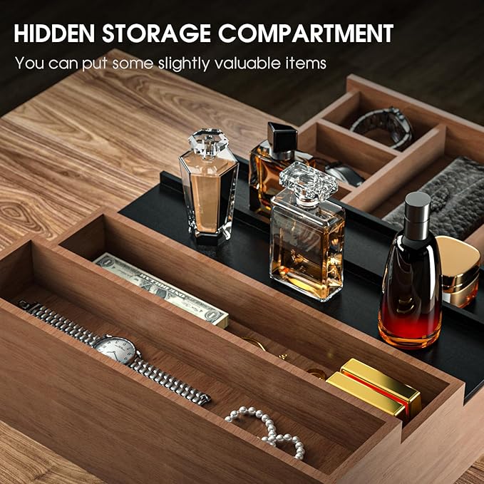 Sephyroth Cologne Organizer for Men 4 Tier of Elevated Cologne Display Shelf with Drawer Storage Perfume Organization and Storage Display Risers,Great Gift for Man(4Tier-WalnutBalck)