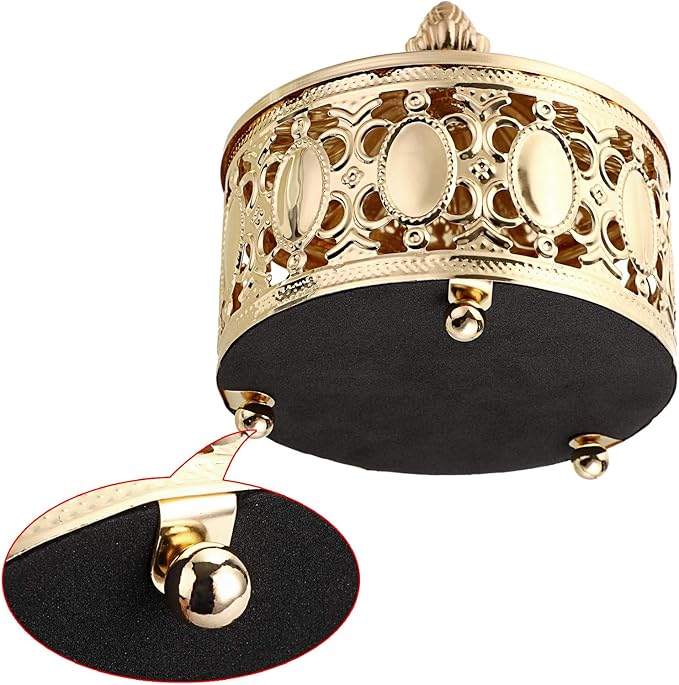 Hipiwe hollow out Metal Jewelry Box with Lid - Gold Mirrored Jewelry Trinket Organizer Ring Earrings Necklace Home Decor Storage Box, Chest Keepsake Gift Box for Women