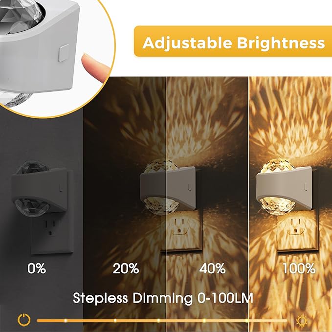 L LOHAS LED Night Light,Projector Night Light with Dusk to Dawn Sensor,3000K Soft White, Brightness Adjustable,Plug in Nightlight for Bathroom,Bedroom,Hallway,Party,Home Decor
