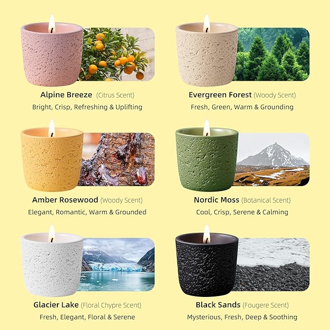 Viyffo 6 Pack Scented Candles, 2oz Mini Candles for Home Scented, Small Colorful Non Toxic Soy Candle Set with 6 Different Aromas, Luxury Home Fragrance & Cute Ceramic Spring Décor Gifts for Women