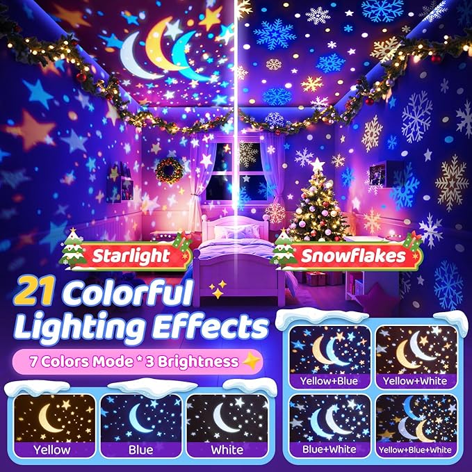 One Fire Princess Gifts for Girls Toys, 15 Music+15 Films+315 Colors Night Light Projector, 360°+Remote+Cordless Star Projector for Kids, Mermaid Gifts for Girls Room Decor, Pink Baby Toddler Toys