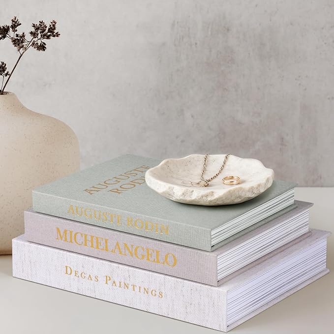 XKDOUS 3 Pack Linen Decorative Books for Home Decor Gold Foil Cover Modern Faux Decor Book Aesthetic Coffee Table Books Hollow Keepsake Storage Box for Shelf, Decoration