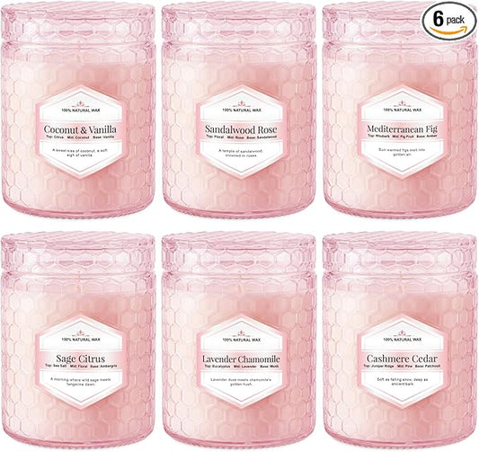 6 Pack Soy Wax Candles Sets, Scented Candles Gifts Sets for Women Birthday Christmas, 5.5 Oz Each Natural Aromatherapy Candles for Home, Spa, Relaxation & Home Decoration