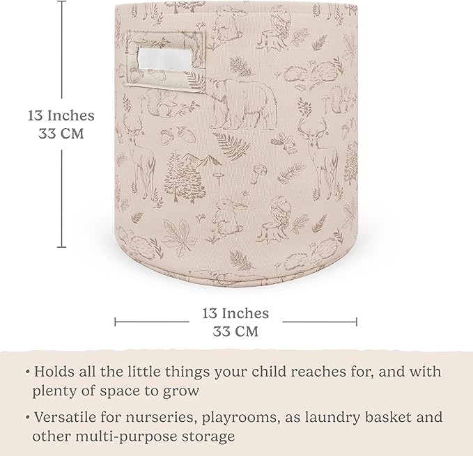 Sorrel + Fern Nursery Storage Basket (Magic Forest), Soft Collapsible Fabric Toy Bin, Magic Forest-Inspired Organizer for Playroom or Nursery, Gender-Neutral Decor, 13 × 13 Inches