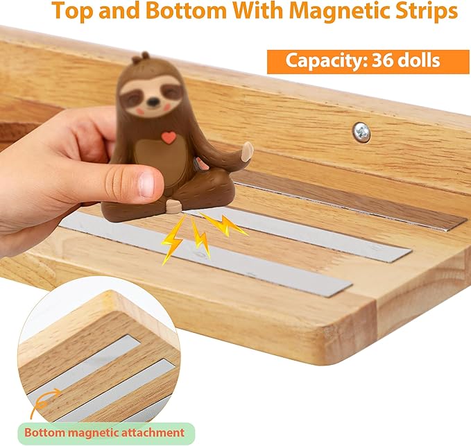 For Tonies Figures Shelf Magnetic,for Tonie Box Wall Shelves,for Tonies Characters Organizer Audio Toy Storage (Holds 36 Figurines),Compatible Charging Station for Children Kid's Room,Oak Wood
