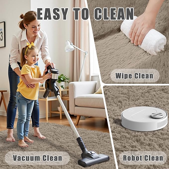 6x9 Area Rug for Living Room:Ultra Soft Fluffy Shag Grey Camel Rugs,Large Fuzzy Plush Indoor Non Slip Carpet Washable Rug for Bedroom Kids Nursery Office Dorm Modern Decor(Grey Camel 6'x9')