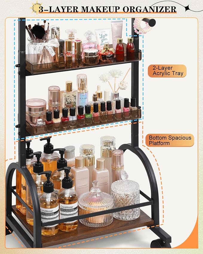 Mirror Jewelry Cabinet Standing, Jewelry Organizer and Storage with Jewelry Mirror, Jewelry Armoire with Earring Organizer Necklace Holder Bracelet Display, Large Tall Stand Up Jewelry Box Stand Tree