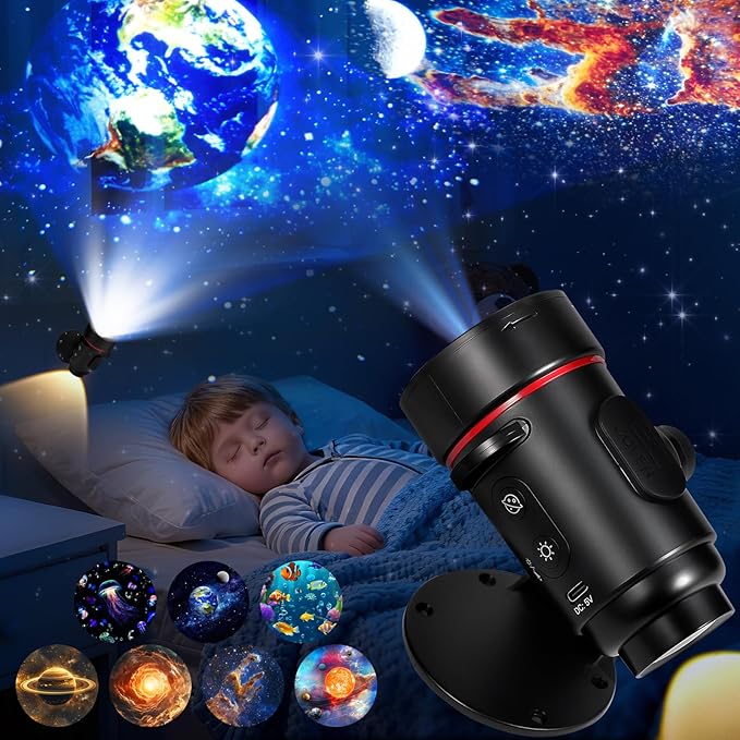 Galaxy Projector, 2-in-1 Planetarium Star Projector with 7 HD Slides Wall Lamp, LED Sconces Night Light Starry Sky Space Solar System Projector Nebula for Kids Bedroom Sleeping Hallway Ceiling Decor