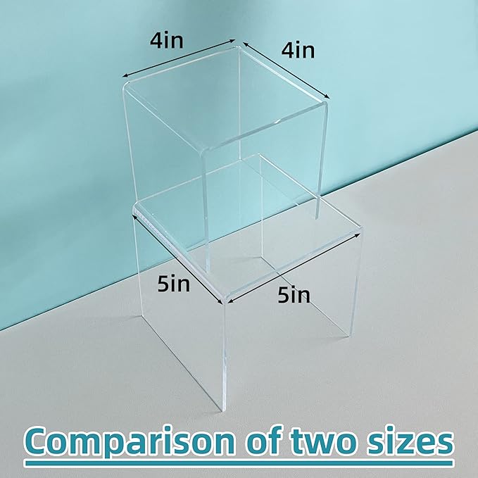 Acylic Riser Square Display Stand For Cupcakes, Arts and Crafts (Clear, 8P-4INCH)