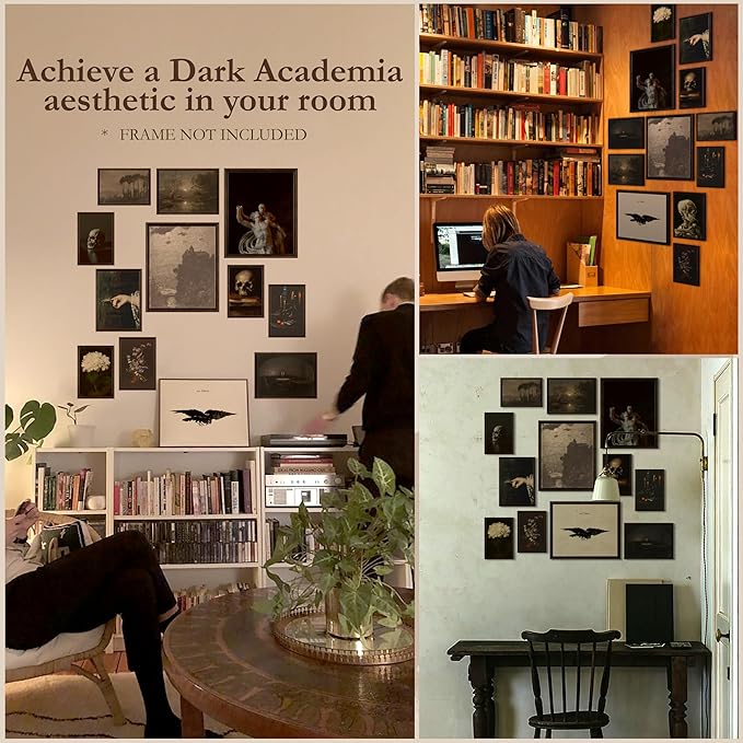 97 Decor Dark Academia Decor For Bedroom - Gothic Home Decor Aesthetic, Moody Dark Academia Wall Art, Vintage Halloween Posters For Room Aesthetic, Spooky Gothic Pictures Goth Decorations (UNFRAMED)