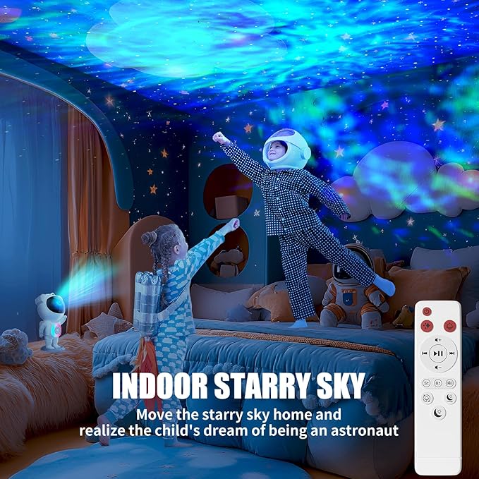Astronaut Galaxy Projector,Space Projector,with Bluetooth Speaker and Remote Control,360° Adjustable Angle,Spaceman Star Kids Night Light, for Bedroom Ceiling Adult Birthday Valentine's Day (White)