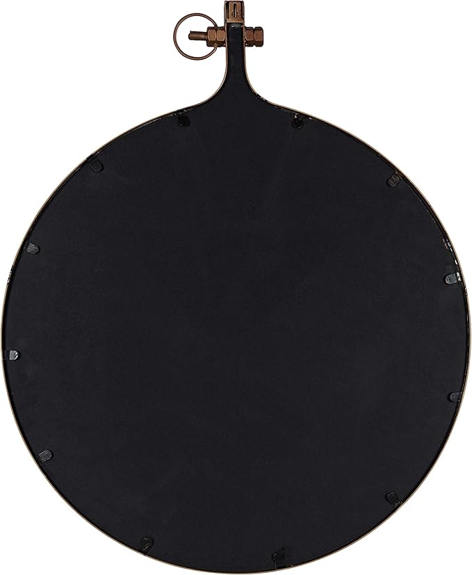 Kate and Laurel Yitro Round Metal Wall Mirror, 23.5 x 28.5, Bronze, Farmhouse Wall Decor for Any Room