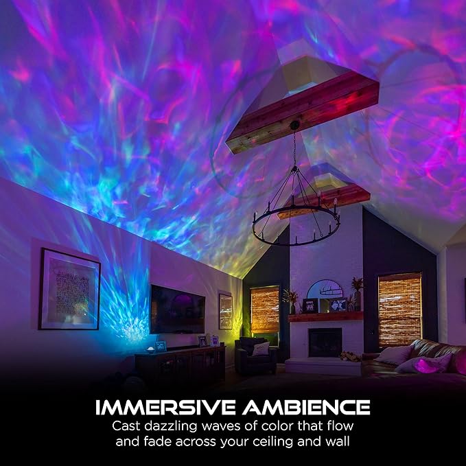 Enbrighten Galaxy Night Light Projector – Star, Aurora & Nebula Ceiling Projector with 15 Color Combinations – USB-C Powered Tabletop Light for Bedroom, Playroom, Game Room & Parties (70333)