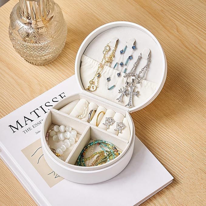 Travel Jewelry Case,Personalized Jewelry Box,Elegant Half-Moon Design with Personalized Golden Initial Case,Personalized Gifts for Women,Jewelry organizer;Personalized Gifts for Women or Friends(C)